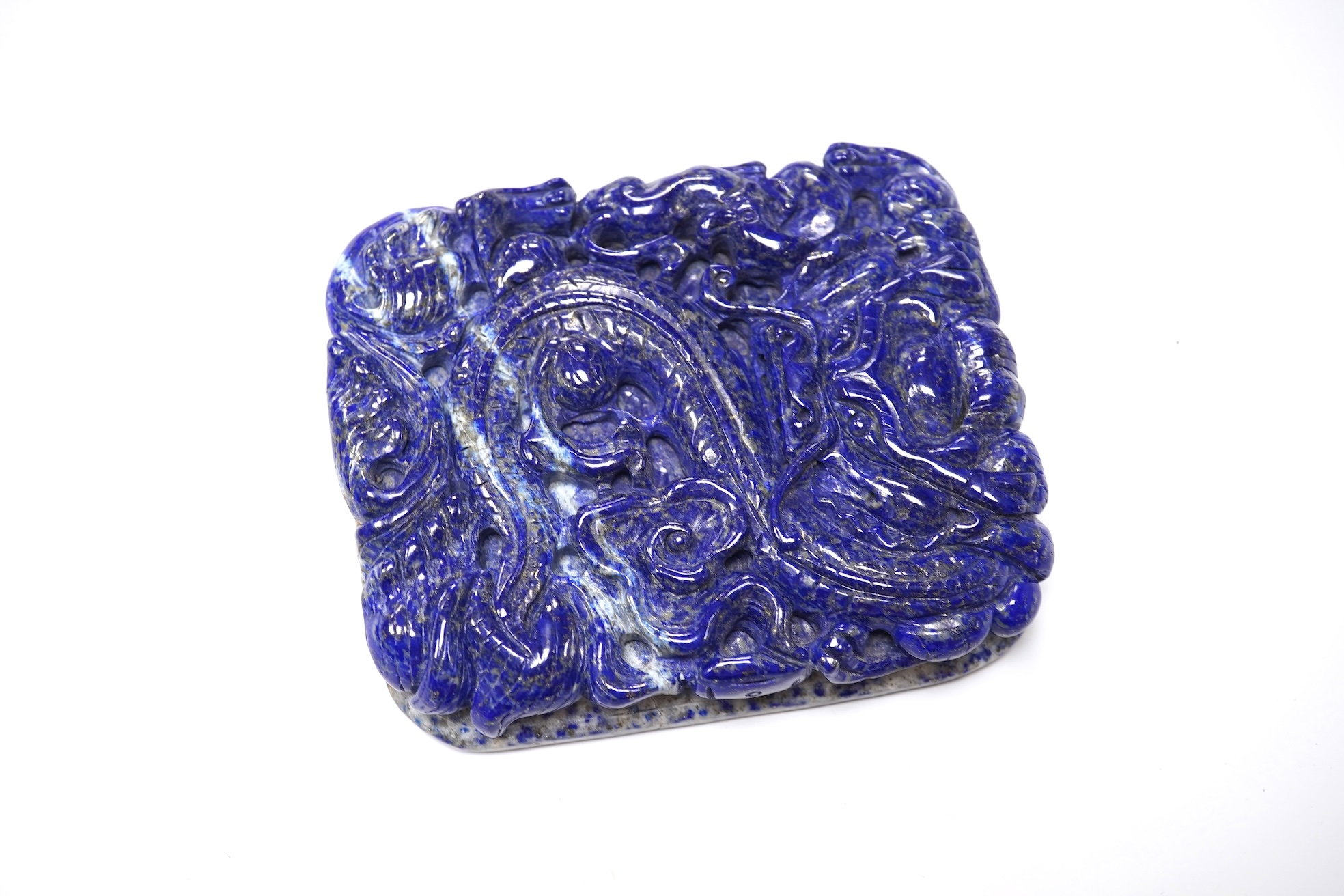 A Chinese lapis lazuli 'dragon' carving, 12cm wide